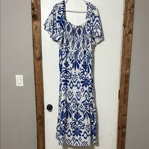SHEIN Blue and White Maxi Dress